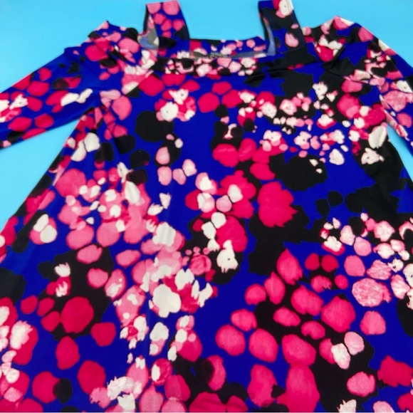 Clara Sun Woo Off Shoulder Blouse Blue and Pink Size Large Made in USA - Picture 4 of 7